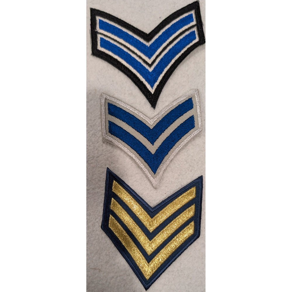 Vintage-style Military Chevron Patches Set of 3 Rank Insignia Striped